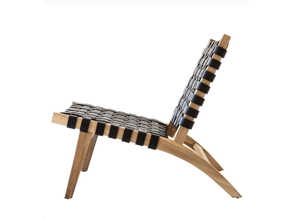 Ashanti Chair, Teak and Brown Leather Weave 