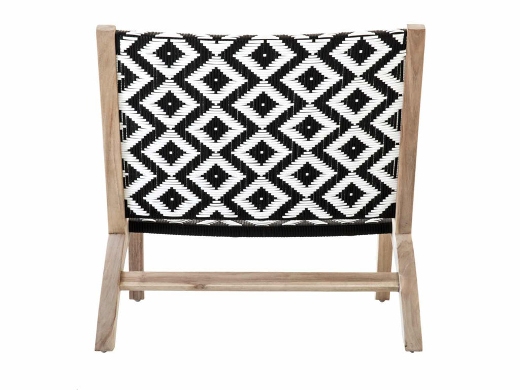 Ashanti Chair, Teak, Black and White Polymer Weave Outdoor Furniture