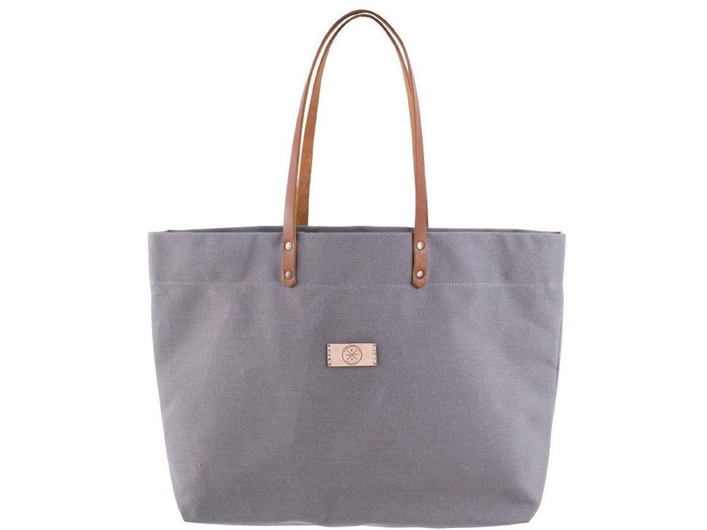 Hand-Stiched Leather Trimmed CanvasTote Bag