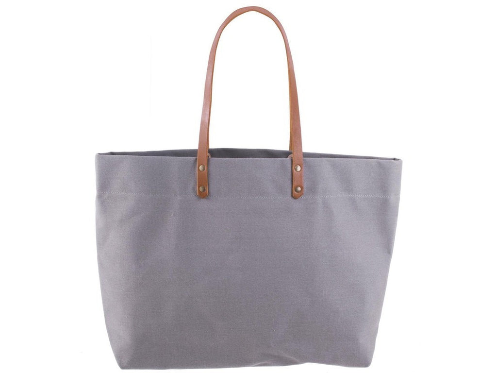 Hand-Stiched Leather Trimmed CanvasTote Bag