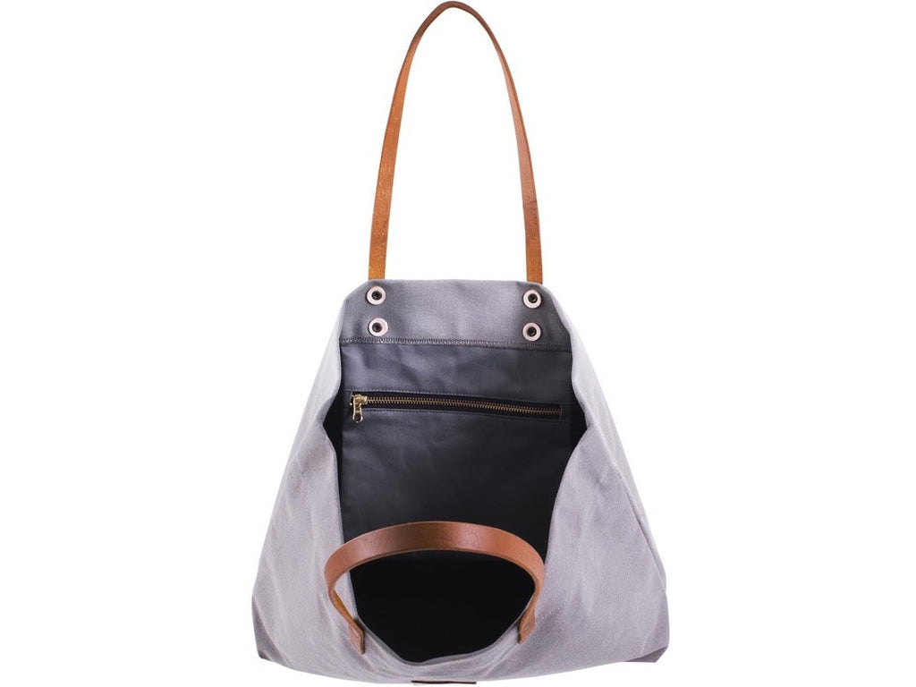 Hand-Stiched Leather Trimmed CanvasTote Bag
