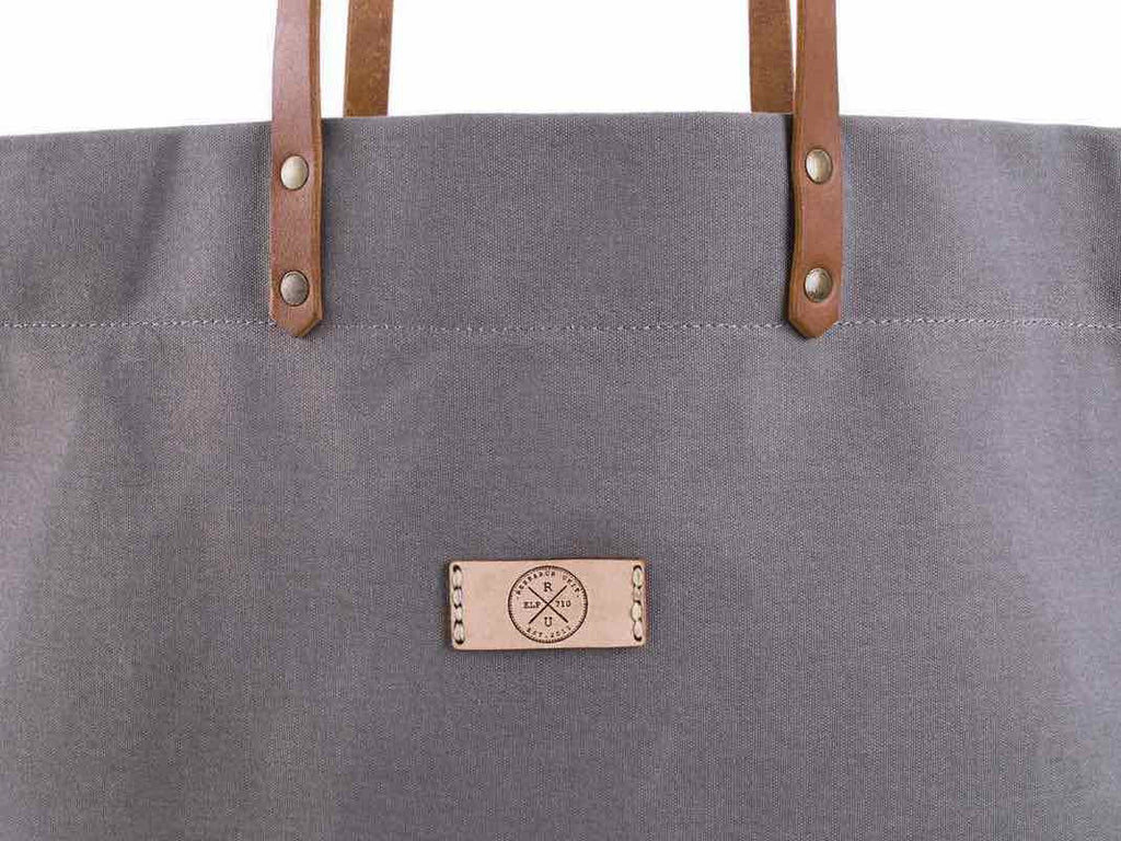 Hand-Stiched Leather Trimmed CanvasTote Bag