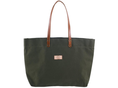 Hand-Stiched Leather Trimmed CanvasTote Bag