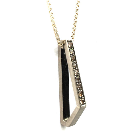 Handcrafted Geometric Pendant in White Gold with Diamonds