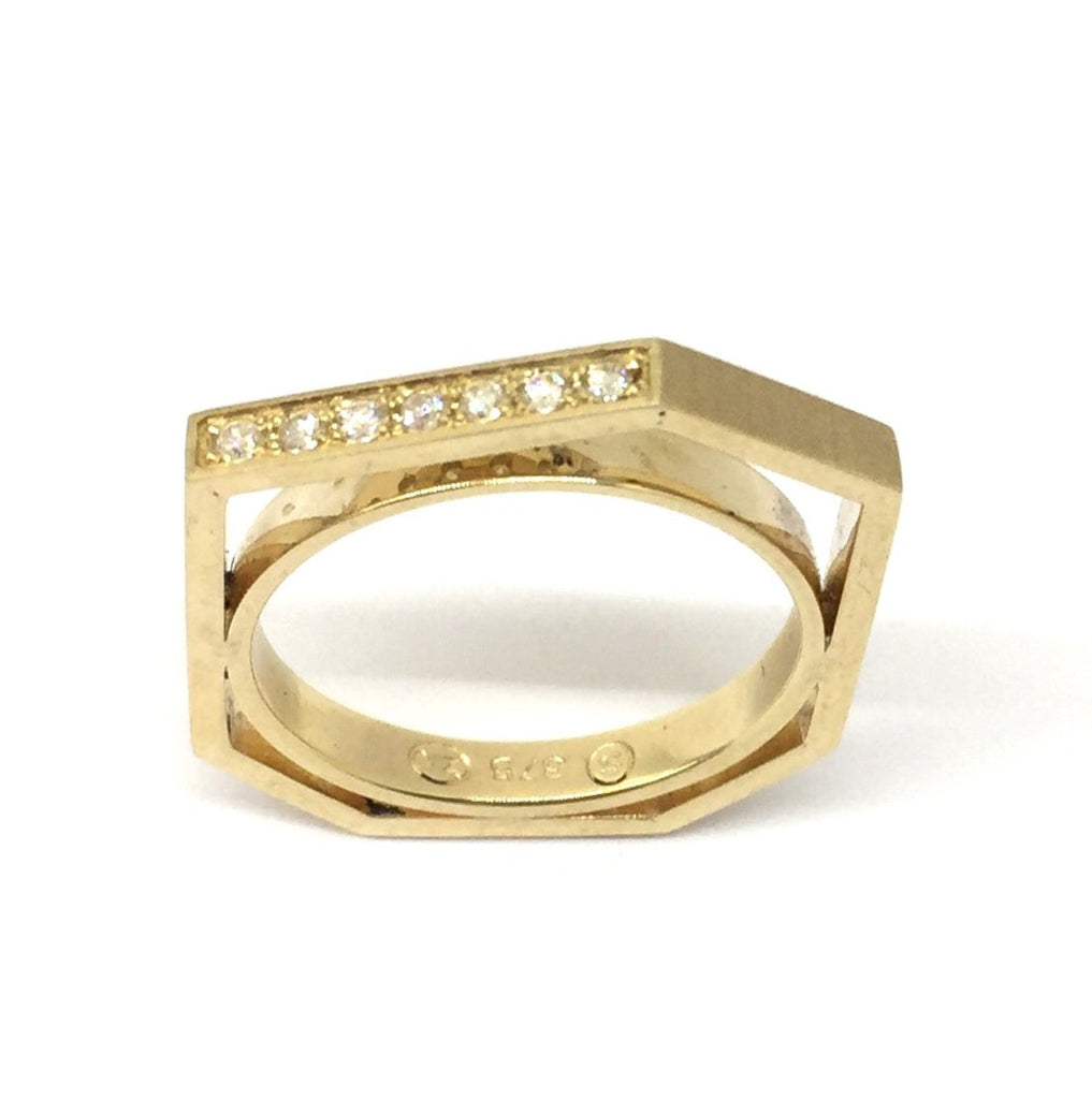 Handcrafted Geometric Ring in Rose Gold with Diamonds