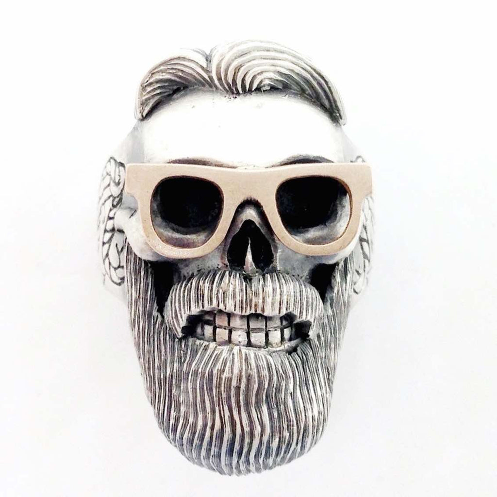 Hipster Ring, 9 K Rose Gold and Sterling Silver