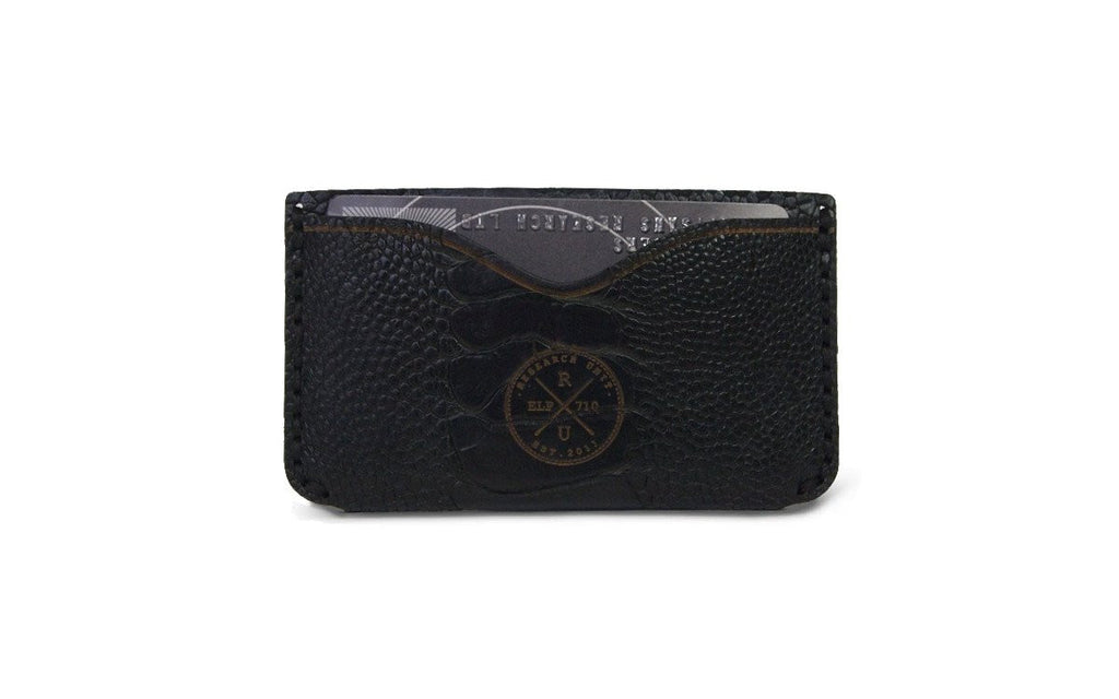 Hand Stiched Two Pocket Ostrich Leather Card Holder 